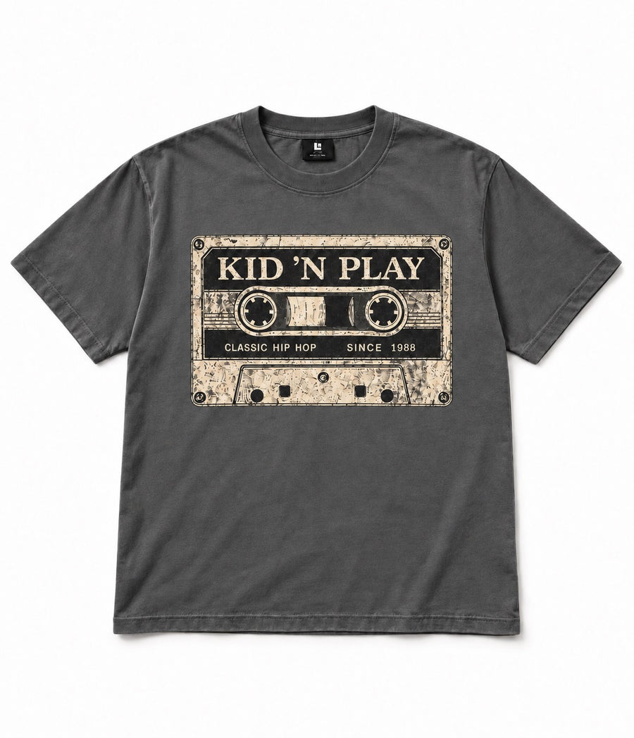 KID ’N PLAY – Classic Unisex Hip Hop Cassette Tee Vintage Black