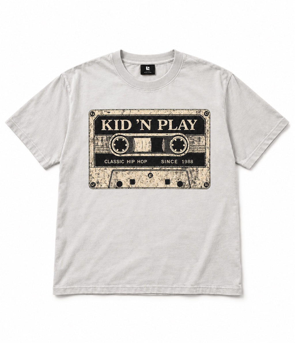 KID ’N PLAY – Classic Unisex Hip Hop Cassette Tee White