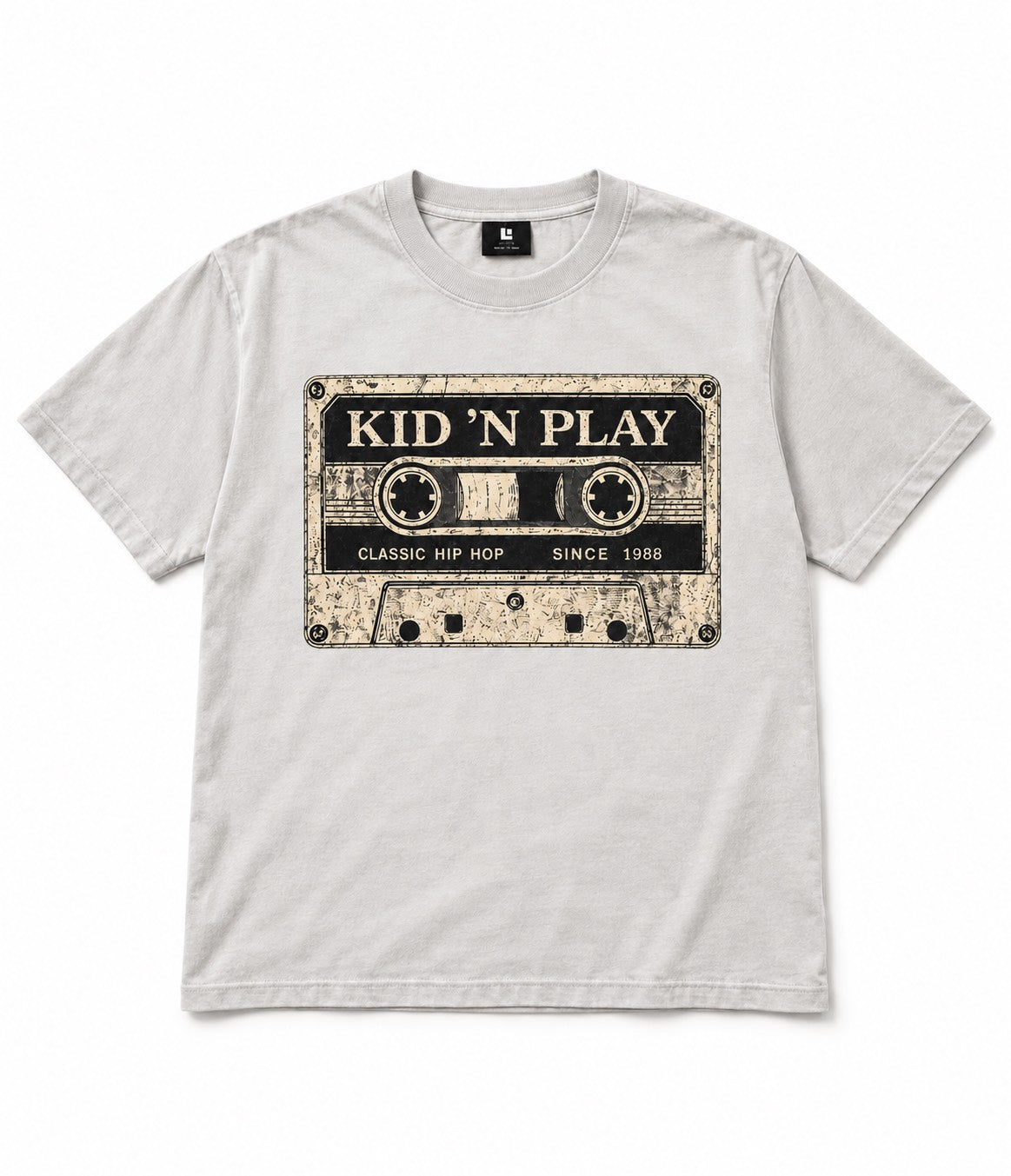 KID ’N PLAY – Classic Unisex Hip Hop Cassette Tee White